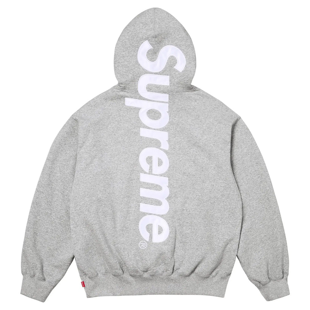 Supreme Satin Appliqué Hoodie Heather Grey
