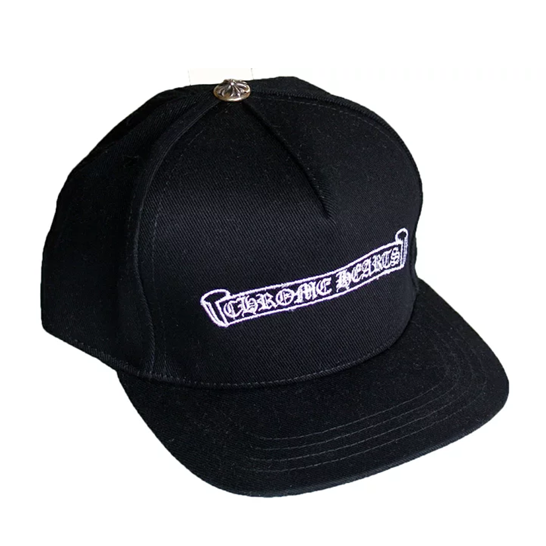 Chrome Hearts Black Scroll Logo Snapback Hat
