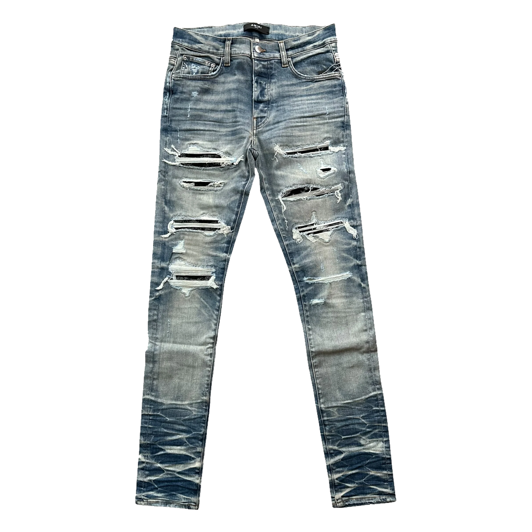 Amiri Sequin Patch Thrasher Jeans Vintage Indigo