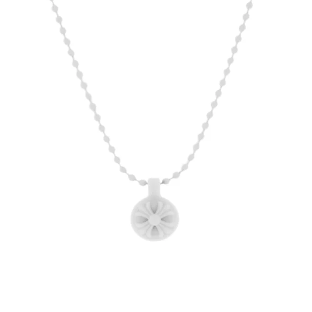 Chrome Hearts Silichrome Cross Ball Necklace White