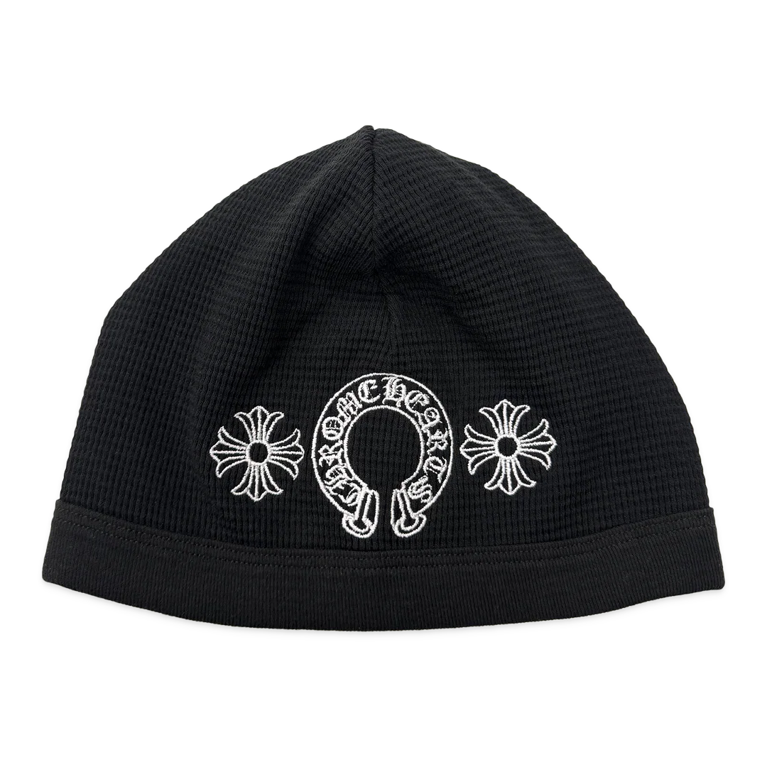 Chrome Hearst Horseshoe Plus Cross Skull Beanie Black/White