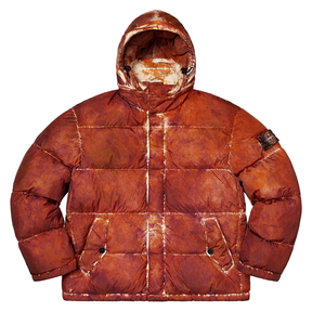 Supreme x Stone Island Painted Camo Crinkle Down Jacket Coral