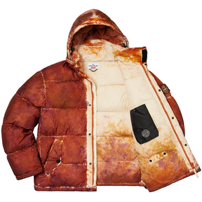 Supreme x Stone Island Painted Camo Crinkle Down Jacket Coral