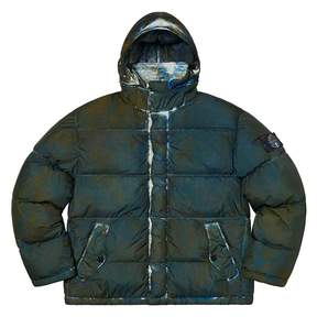 Supreme x Stone Island Painted Camo Crinkle Down Jacket Dark Teal