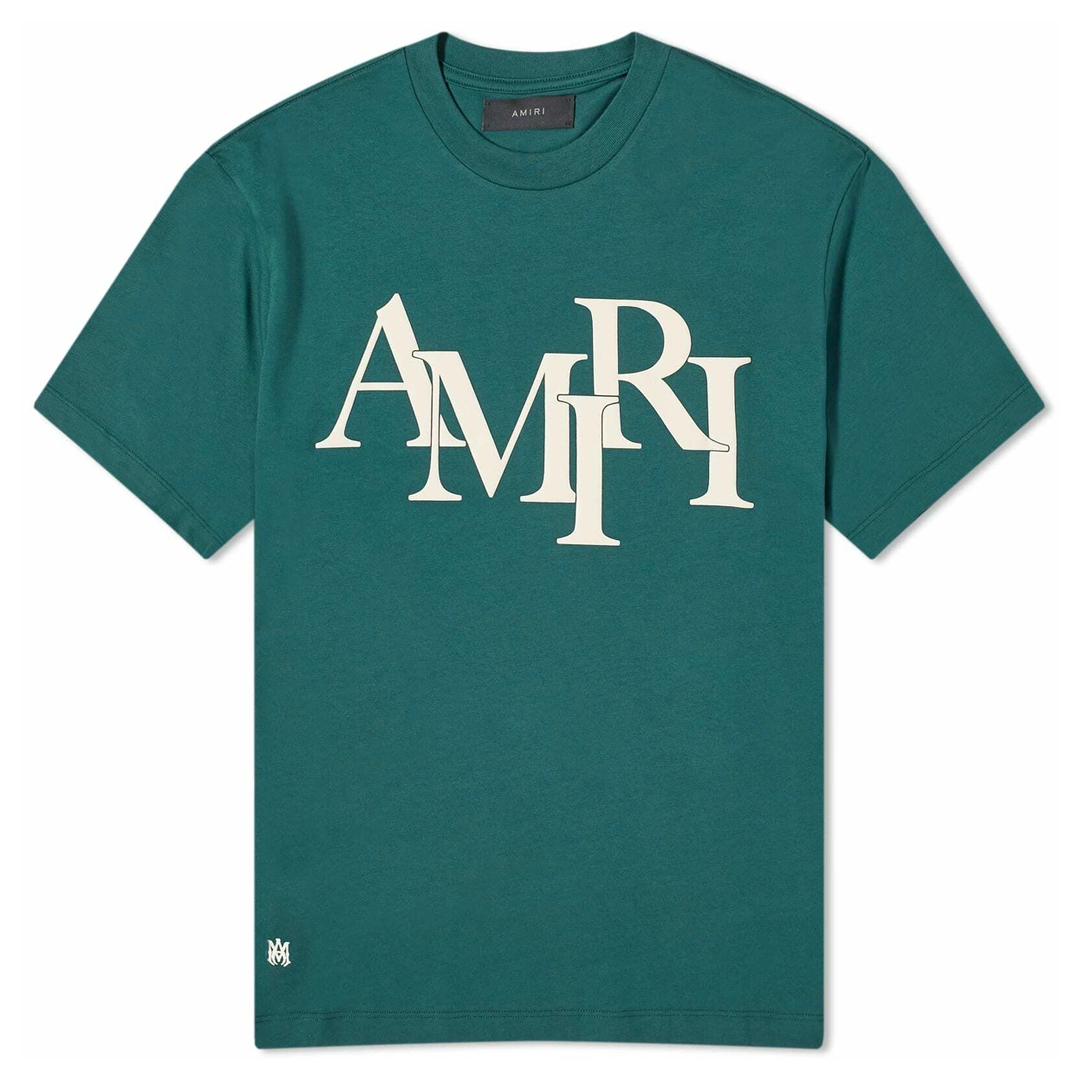 Amiri Staggered Logo T-Shirt Forest Green