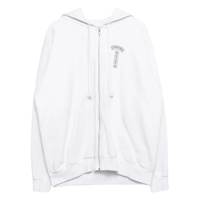 Chrome Hearts Shoulder Logo Zip Up Hoodie White