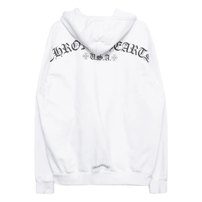 Chrome Hearts Shoulder Logo Zip Up Hoodie White