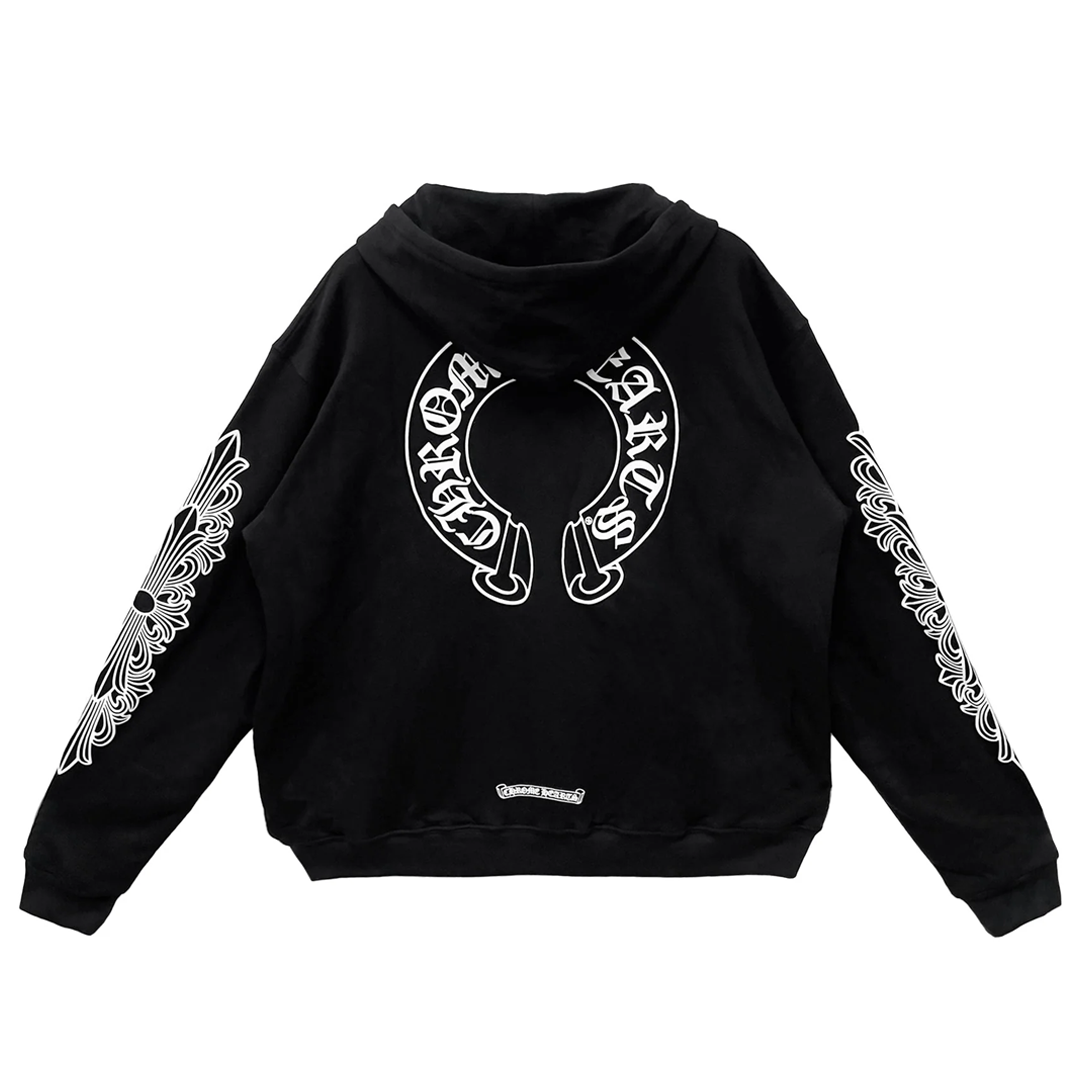 Chrome Hearts Floral Horseshoe Logo Thermal Zip Up Hoodie