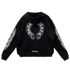 Chrome Hearts Floral Horseshoe Logo Thermal Zip Up Hoodie