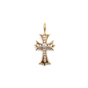 Chrome Hearts 22k Gold Tiny Cross Diamond Pavé Pendant (Pendant Only)