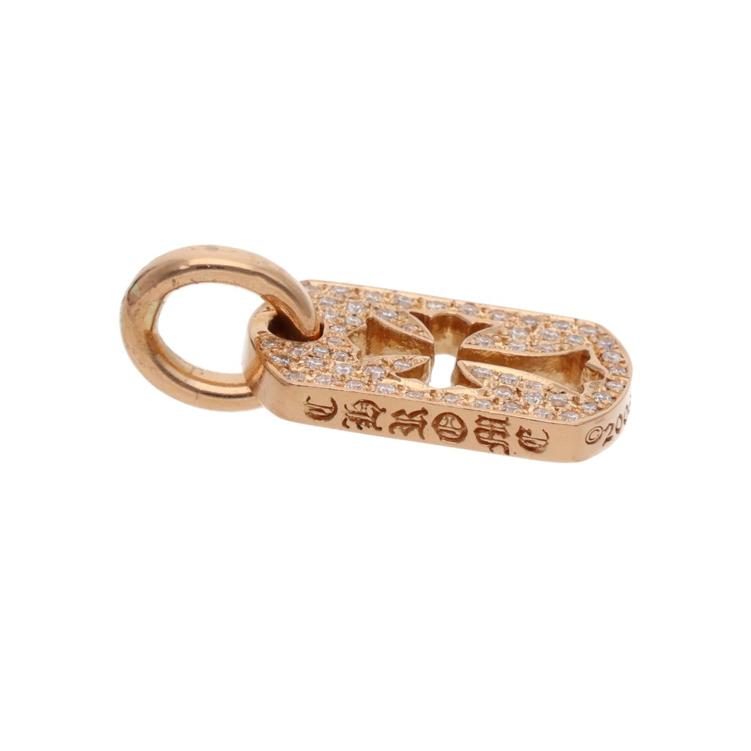 Chrome Hearts 22k Gold Mini Diamond Pavé Cross Dog Tag Pendant (Pendant Only)