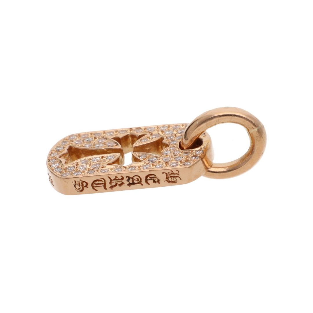 Chrome Hearts 22k Gold Mini Diamond Pavé Cross Dog Tag Pendant (Pendant Only)