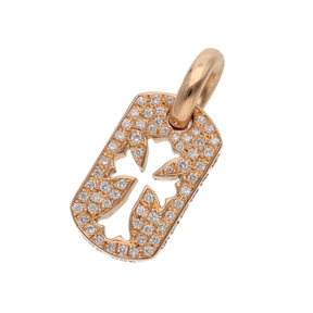 Chrome Hearts 22k Gold Mini Diamond Pavé Cross Dog Tag Pendant (Pendant Only)