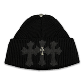 Chrome Hearts Cashmere Triple Cross Patch Beanie Black