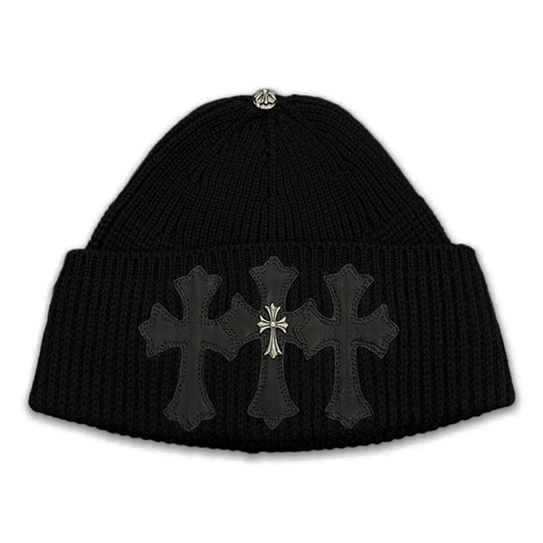 Chrome Hearts Cashmere Triple Cross Patch Beanie Black | Kenshi