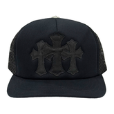 Chrome Hearts Triple Cross Patch Black Trucker Hat