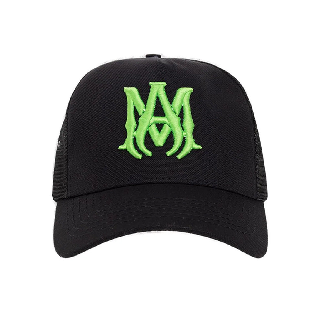 Amiri MA Logo Trucker Hat Cap Black/Green