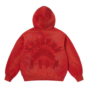 Supreme Leather Applique Zip Up Red