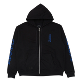 Chrome Hearts Vertical Logo Zip Up Thermal Hoodie Black Blue