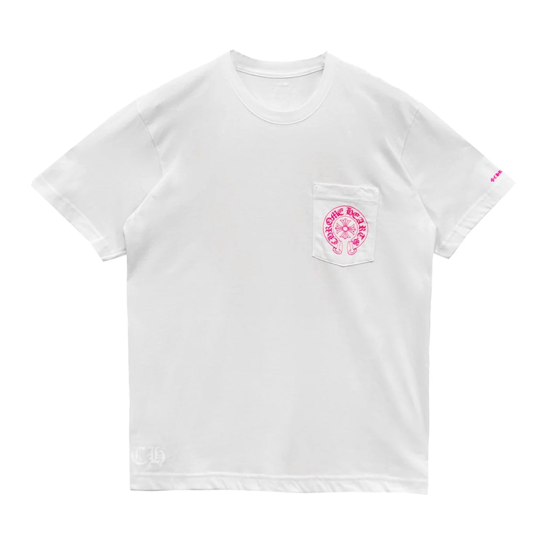 Chrome Hearts Pink Horseshoe Pocket T-Shirt White