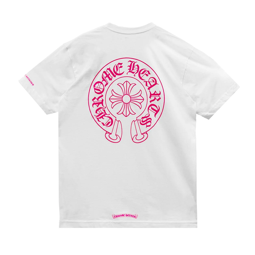Chrome Hearts Pink Horseshoe Pocket T-Shirt White