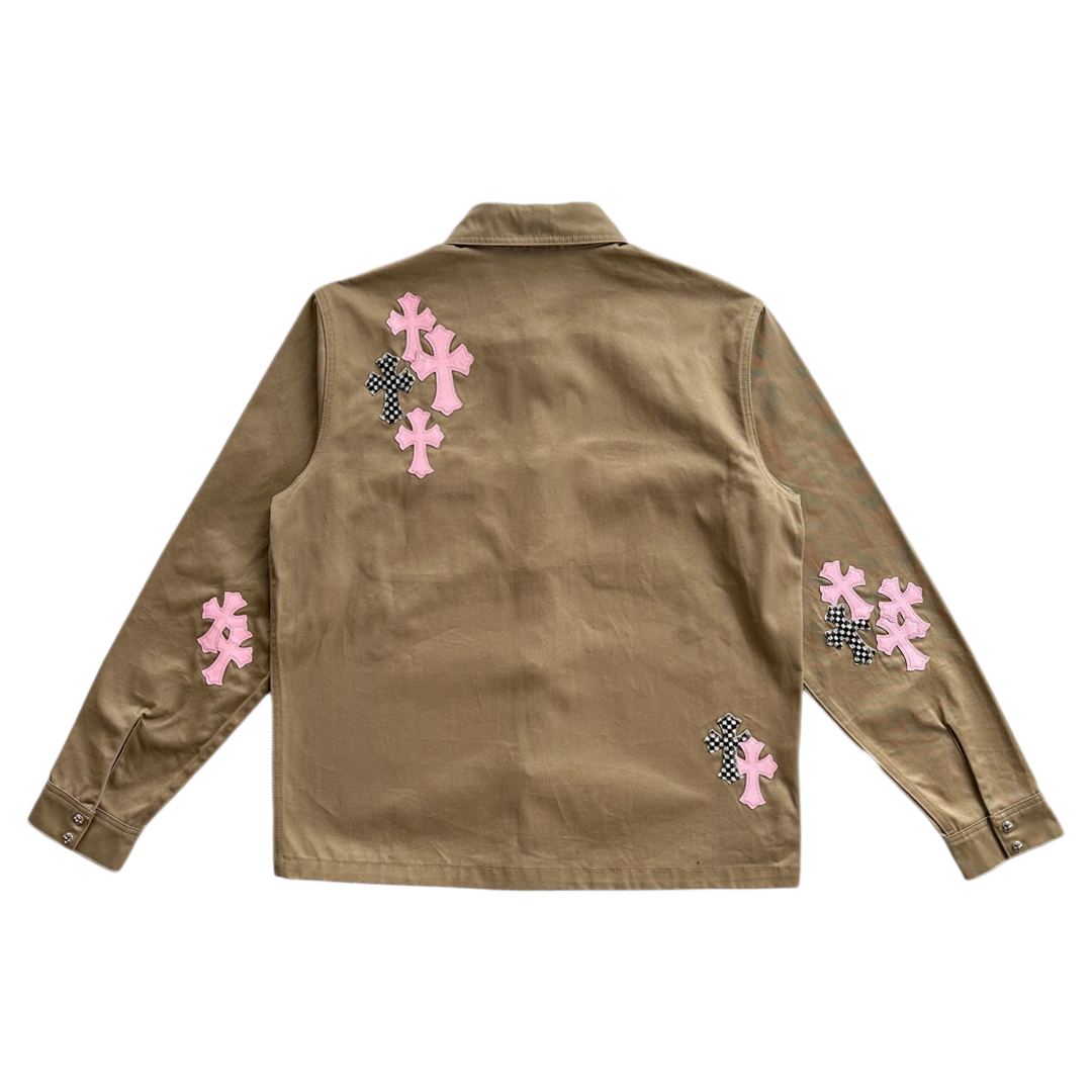 Chrome Hearts Cross Patch Work Dog Jacket Tan