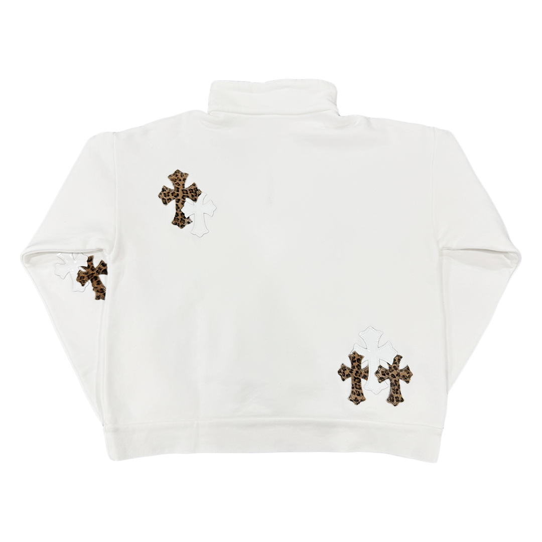 Chrome Hearts Cross Patch Quarter Zip Sweatshirt White