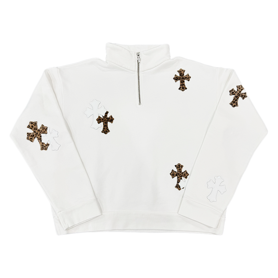 Chrome Hearts Cross Patch Quarter Zip Sweatshirt White