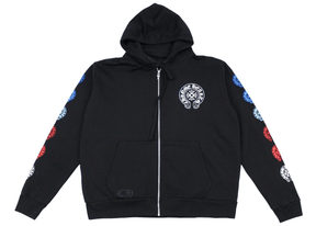 Chrome Hearts Multi color Horseshoe Logo Zip Up Hoodie Black