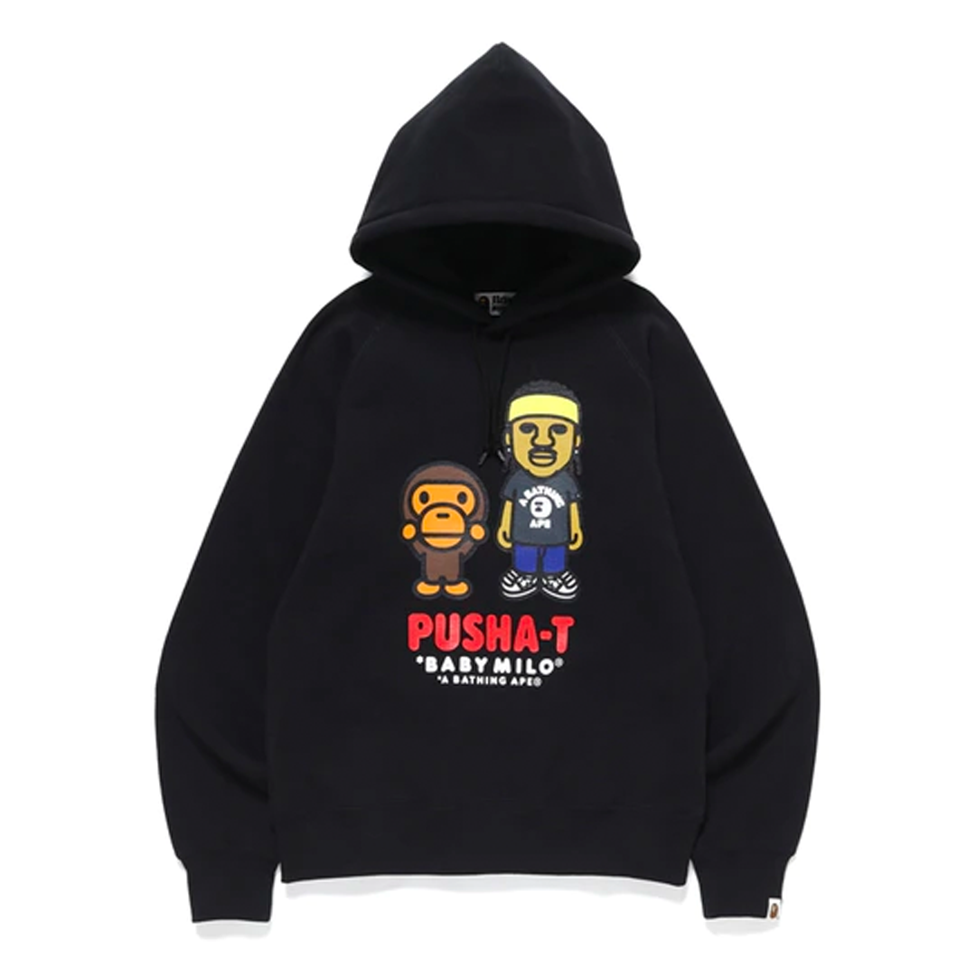 Bape X Pusha T Baby Milo Pullover Hoodie Black